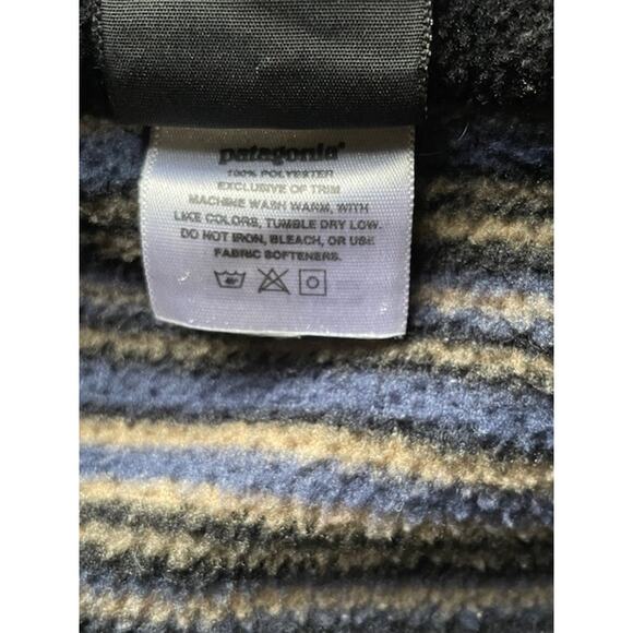 Patagonia Men's Large 1/2 Half Zip Fleece Pullover Striped Blue Gray Activewear - Picture 3 of 4